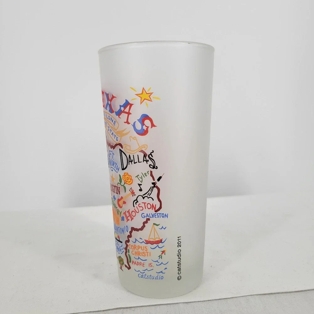 Catstudio‎ Texas State Frosted Highball Glass Souvenir Map Tumbler 2011 15oz